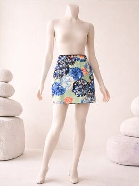 J. Crew The Pencil Floral Woman Skirt Size 0 Petite Multicolor 100% Cotton